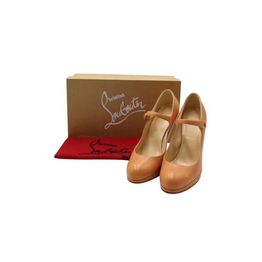 Christian Louboutin Guidolina 100 Mary Jane Pumps in Peach Nappa Leather - Picture 2 of 8